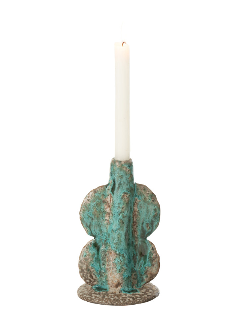 Vase/Candleholder Naga Ceramic Azur/Brown