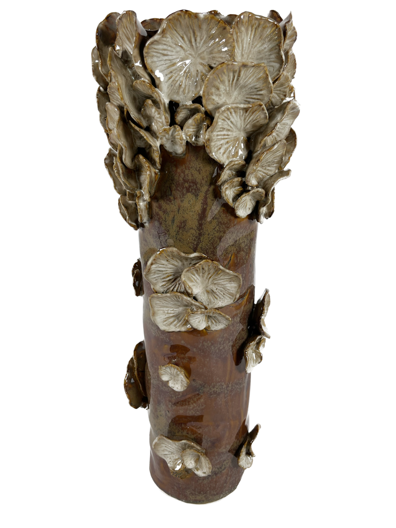 BROWN/BEIGE CERAMIC VASE 'MUSHROOM'