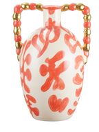 VASE WHITE/SALMON CERAMIC 'CORAL'