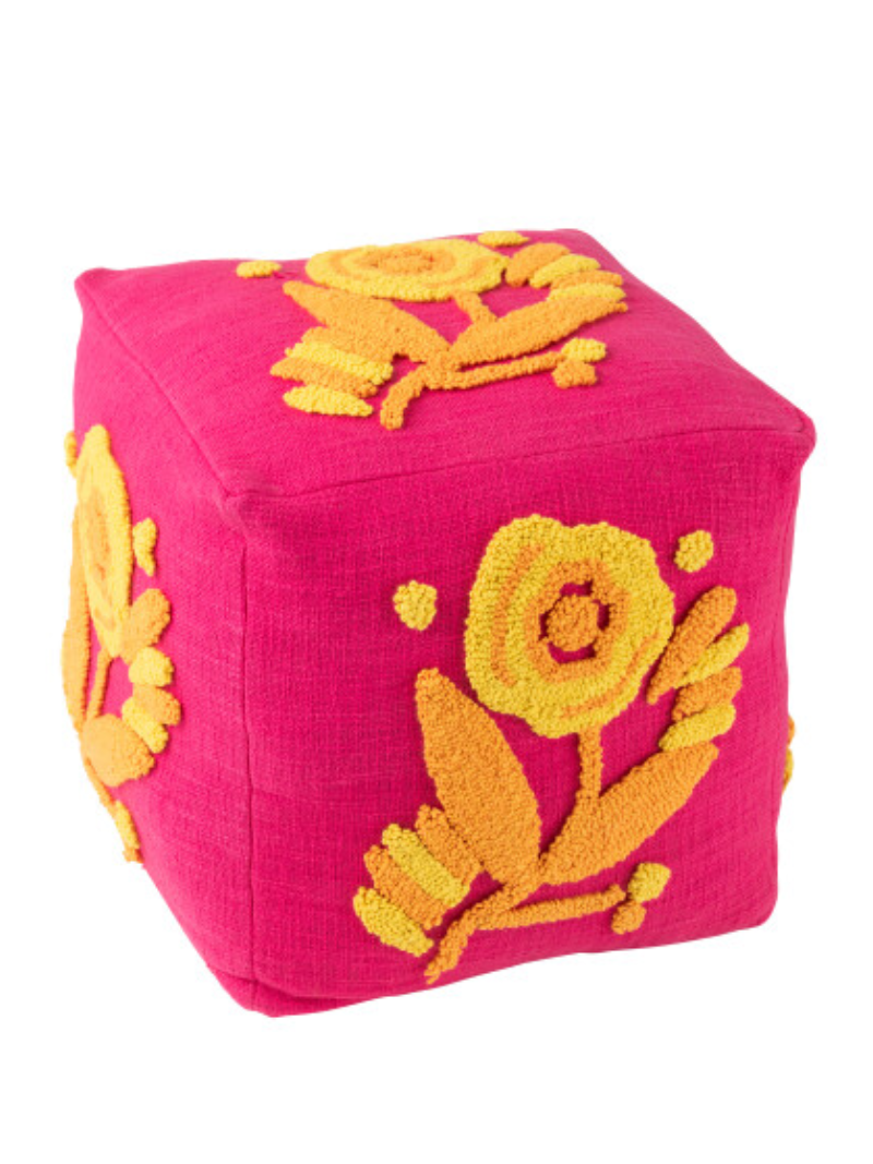 Pouf Square Flower Cotton
