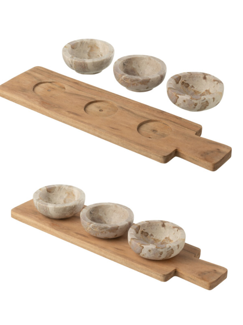 Condoment Set Marble Natural/Beige