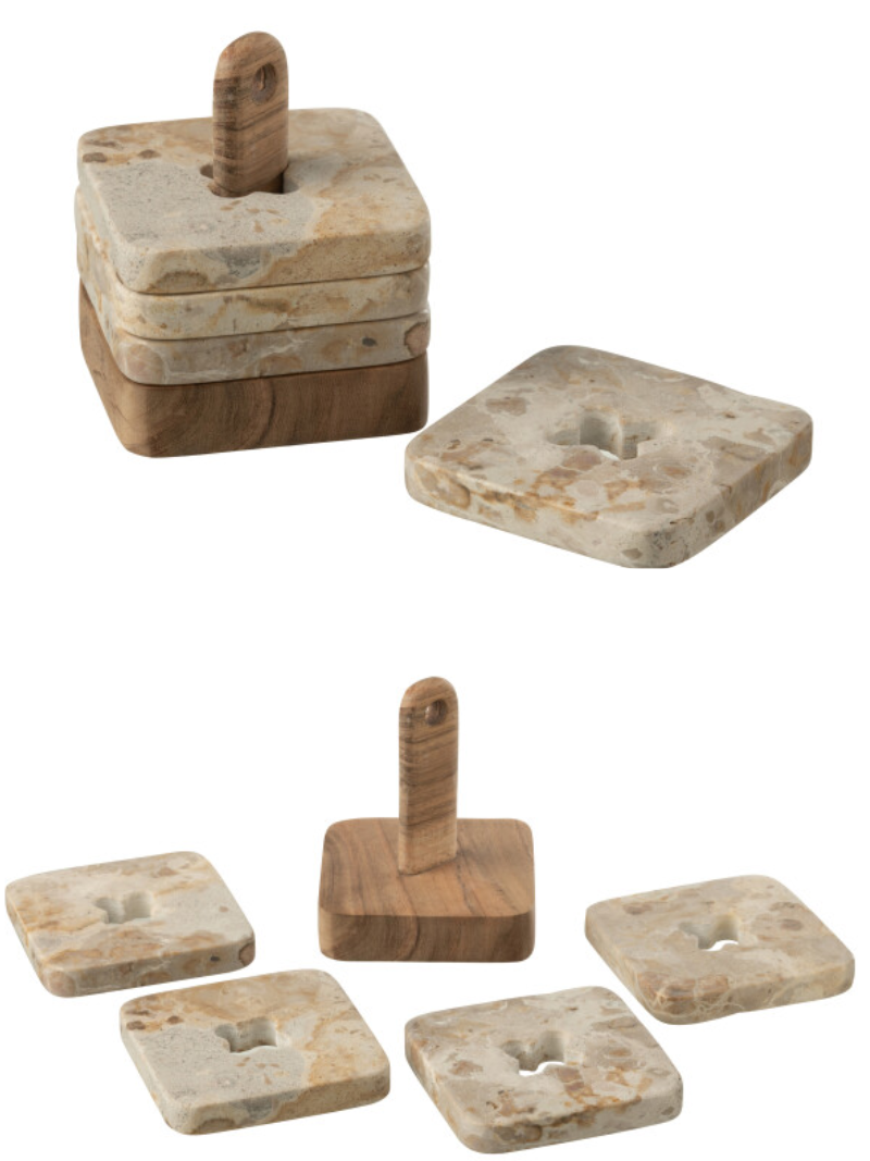 Box Of 4 Coaster Marble Natural/Beige