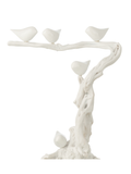 Bird On Branch Polyresin White Small