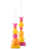 Candle Holder Glass Orange/Pink