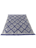 Rug Oriental Pattern Cotton Blue/White