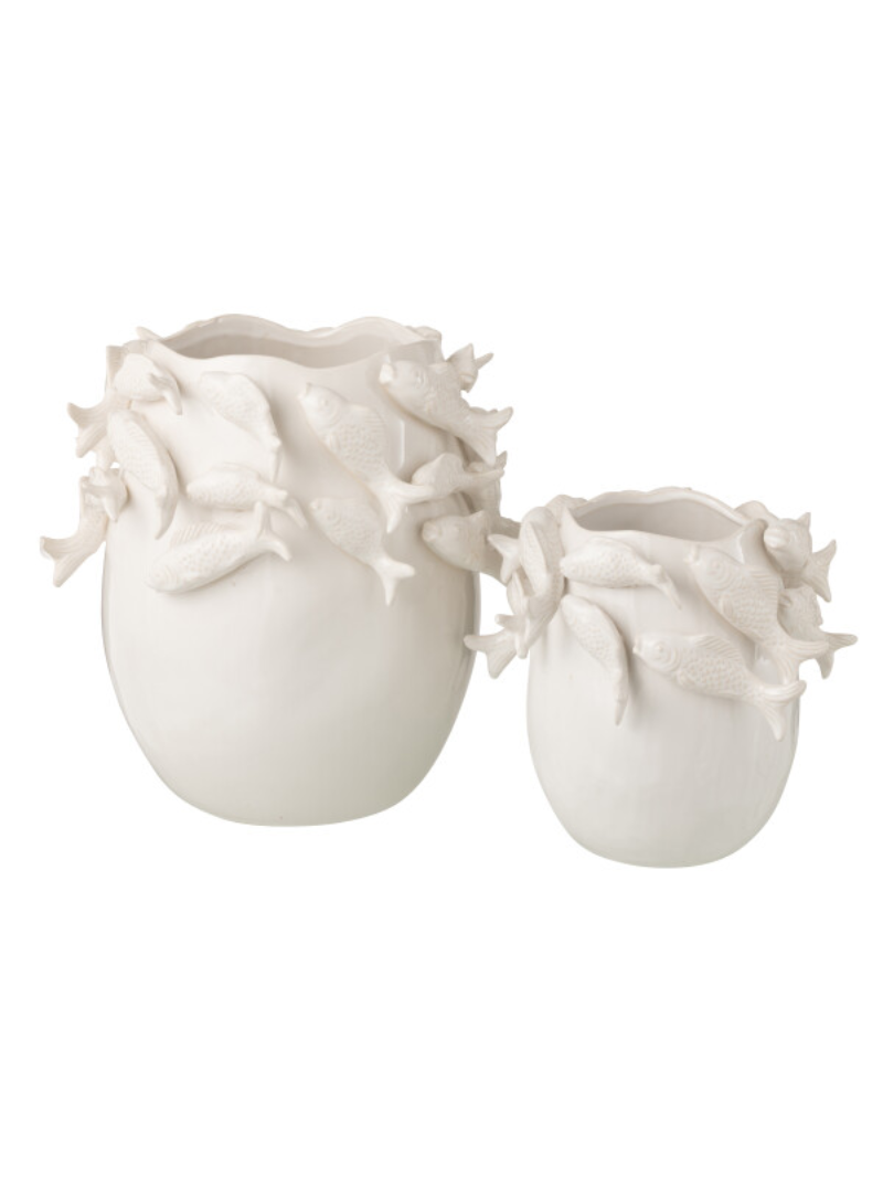 Vase Fish Clay Ecru