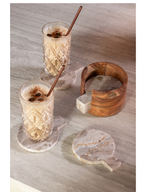 Box Of 4 Coaster Round Marble Beige/Brown