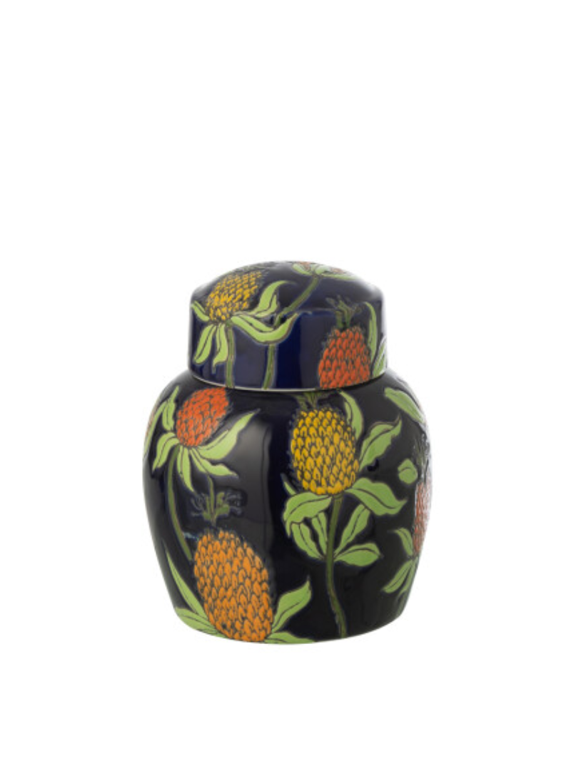 Jar Decorative Pineapple Porcelain Multicolored