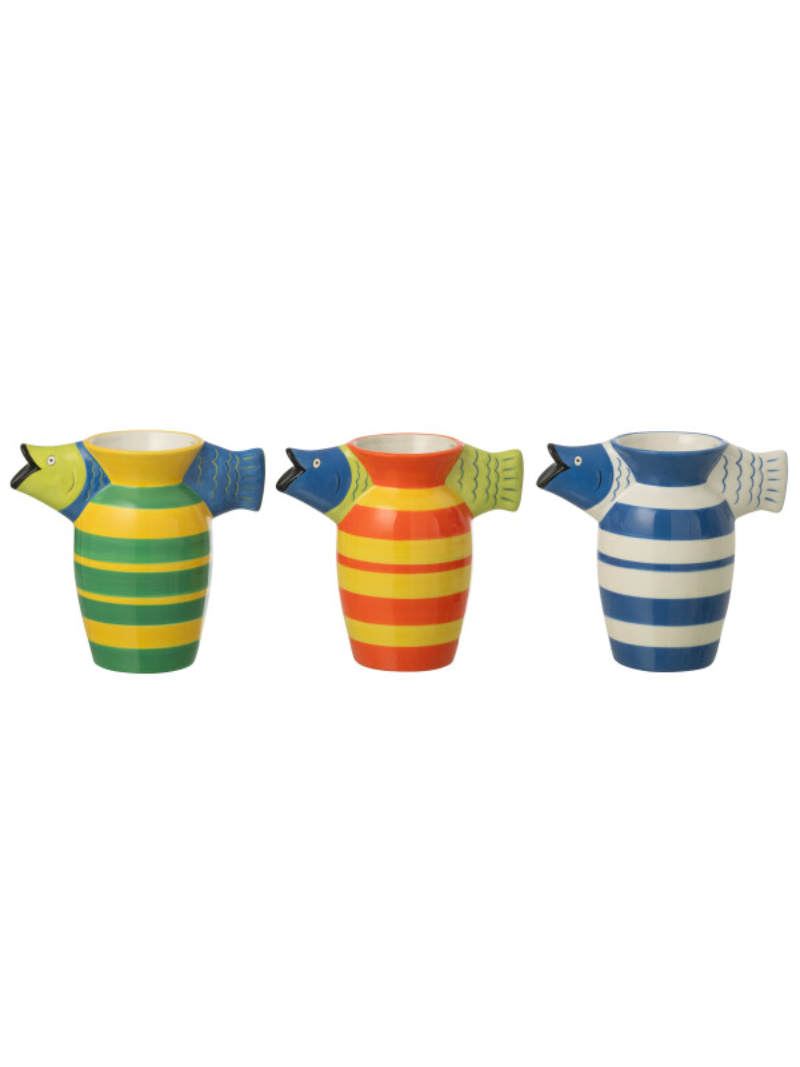 Vase Fish Striped Dolomite Multicolored