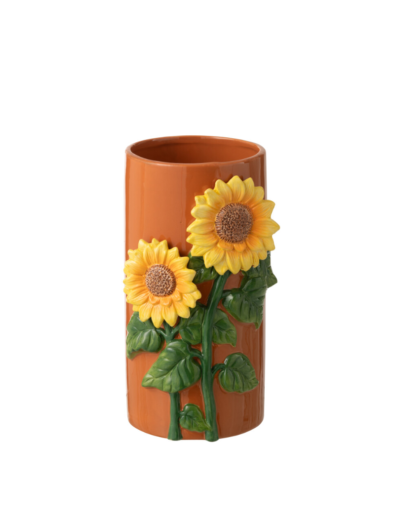 Vase Sunflower Ceramic Yellow/Brown
