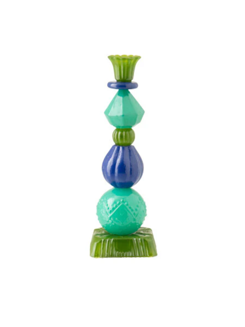 Glass Candle Holder in Blue & Green