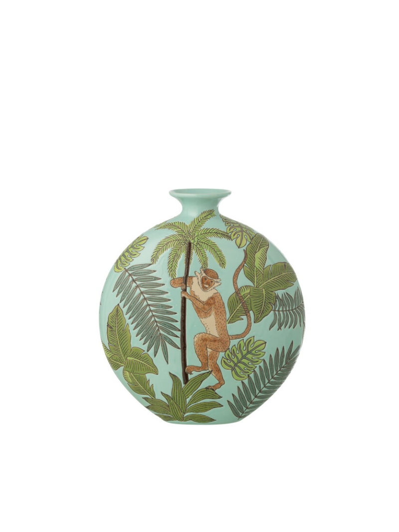 Vase Monkey Porcelain Multicolored