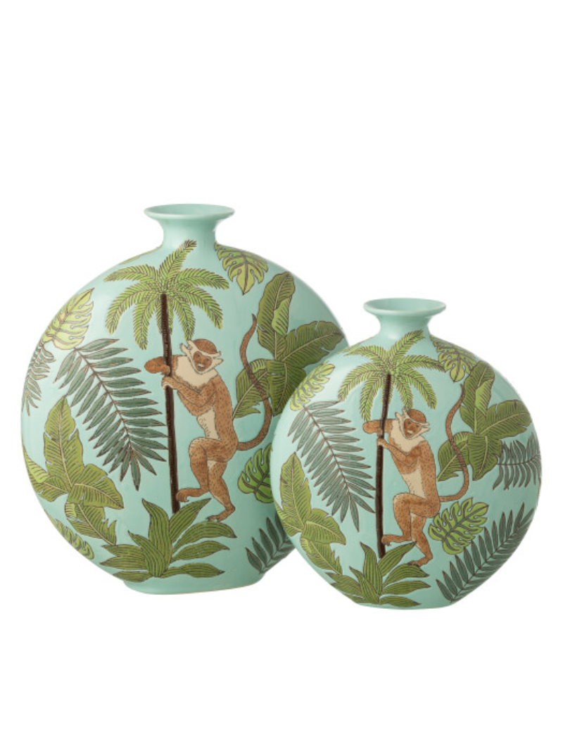Vase Monkey Porcelain Multicolored