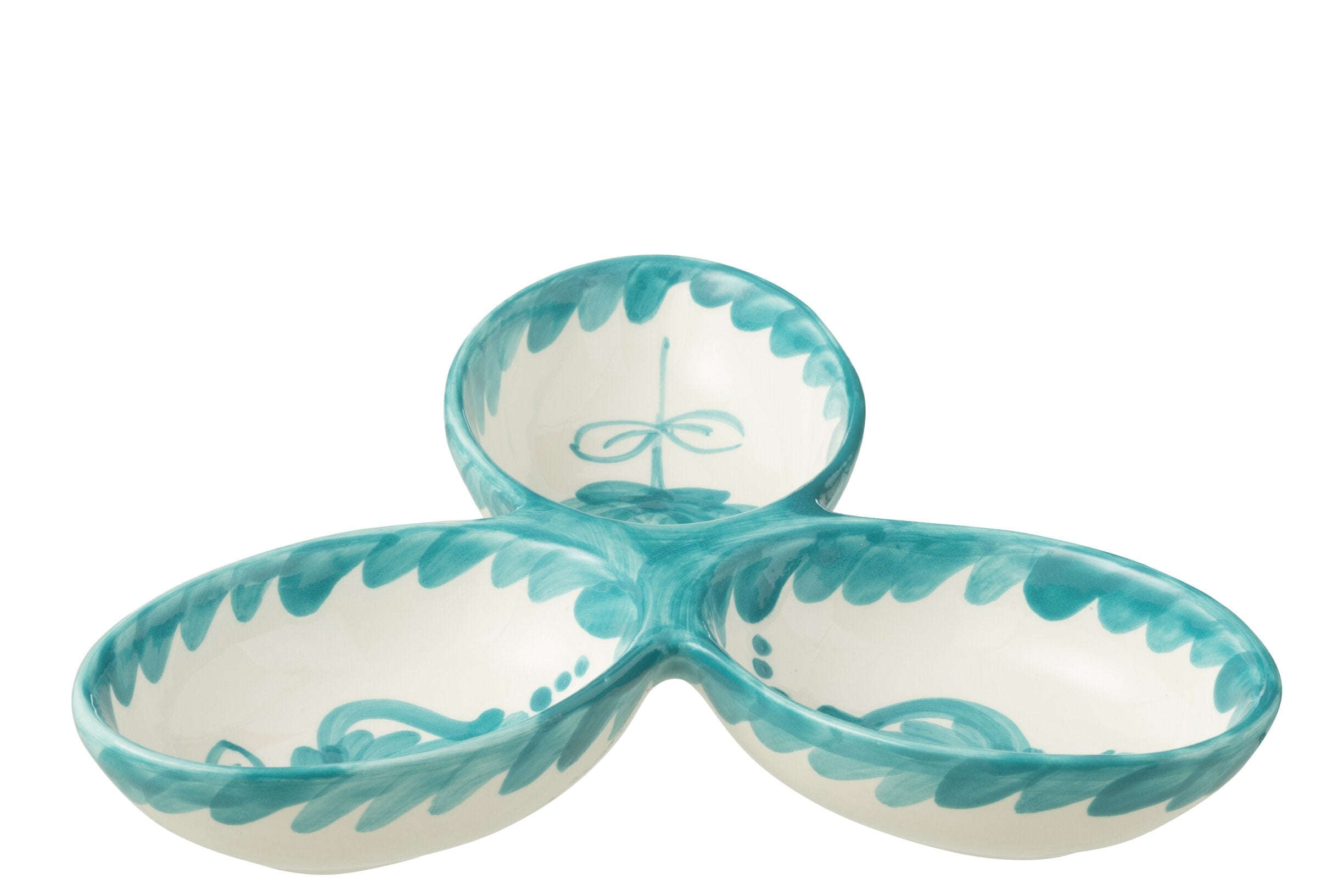 Apero Dish Granada Clover Ceramic White/Aqua