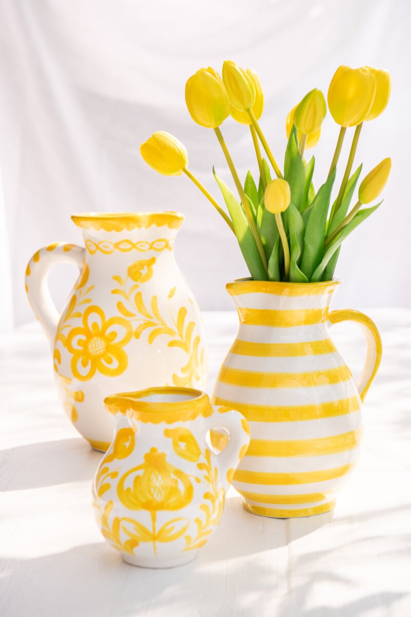 Pitcher Granada Ceramic White/Yellow Large