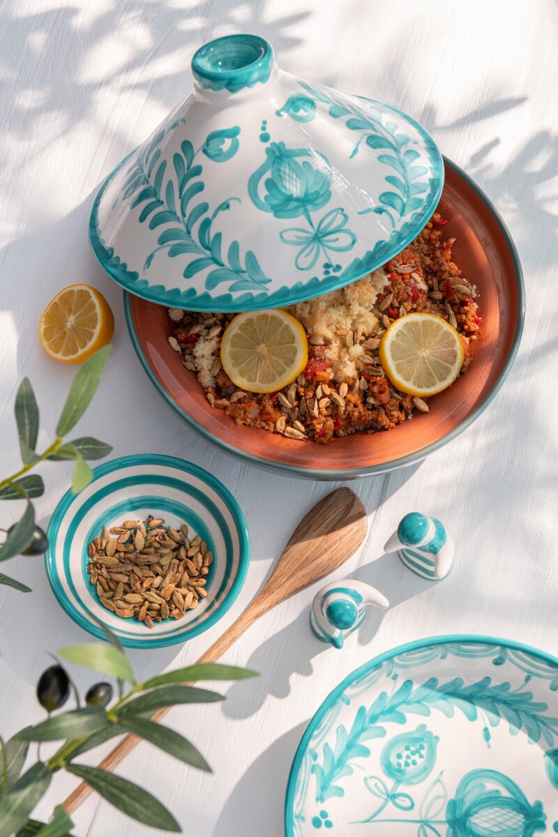 Tagine Granada Ceramic White/Aqua
