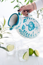 Pitcher Granada Ceramic White/Aqua Large