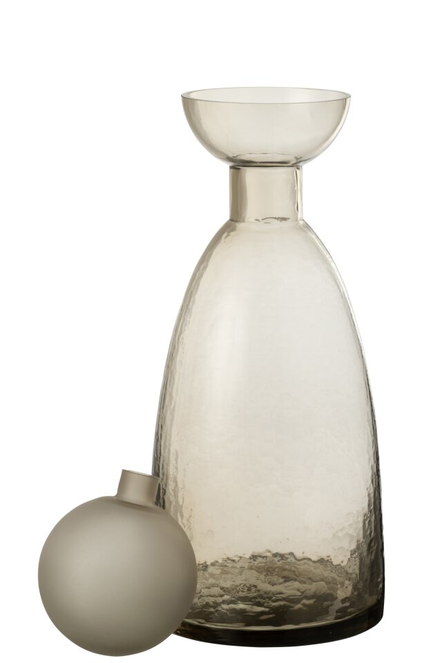 Vase Bottle+Cap Yara Glass Greige