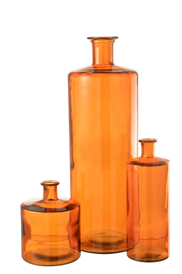 VASE WIDE GLASS ORANGE