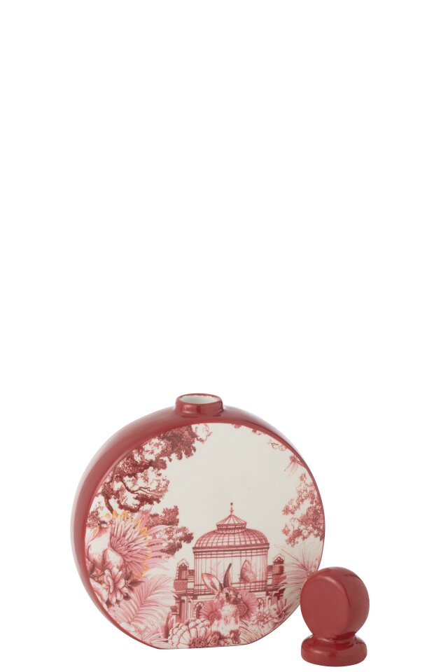 Jar Flask Moriko Porcelain Red/White