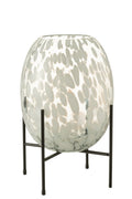 Vase On Foot Dot Glass Grey/White Large