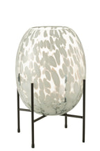Vase On Foot Dot Glass Grey/White Large