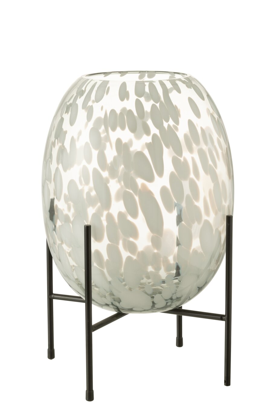 Vase On Foot Dot Glass Grey/White Large