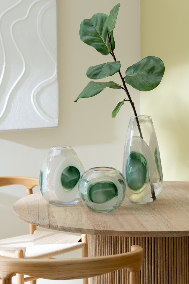 Vase Livy Glass Green/White/Transparent