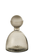 Vase Bottle+Cap Yara Glass Greige