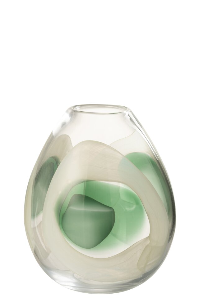 Vase Livy Glass Green/White/Transparent