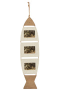 Photo Frame Hanging Fish Wood White/Brown Large