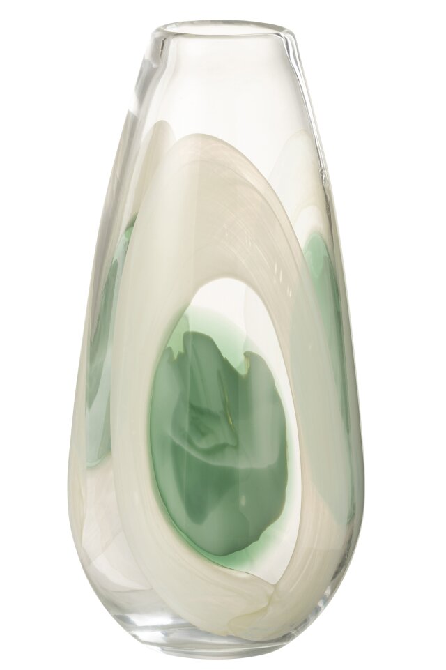 Vase Livy Glass Green/White/Transparent
