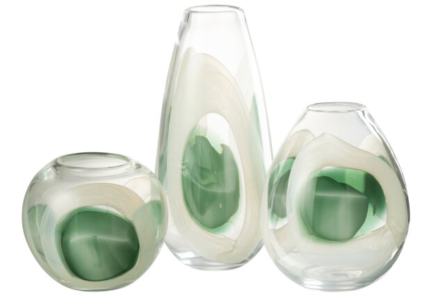 Vase Livy Glass Green/White/Transparent