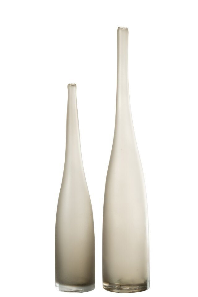 Set Of 2 Vases Yara Flute Glass Greige