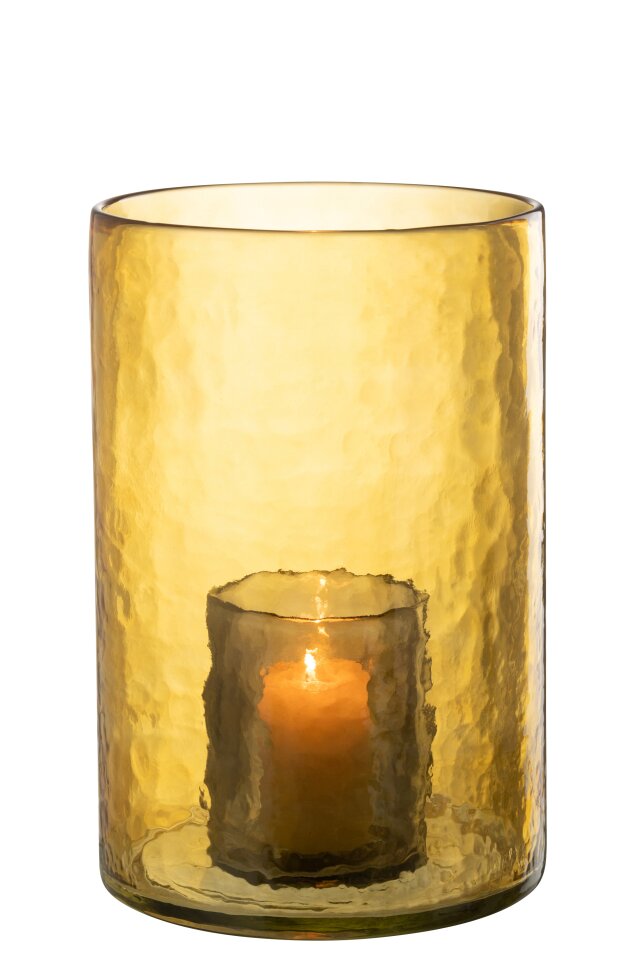 Tealight Holder Double Glass Yellow