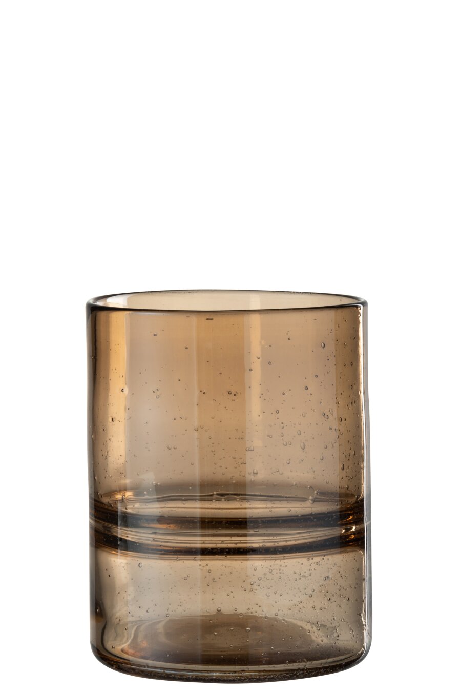 VASE CYLINDER RIDGE GLASS AMB (16x16x19,5cm)