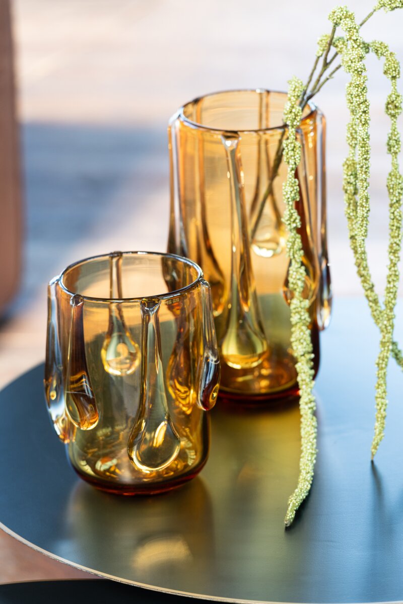 Vase Drippy Glass Amber