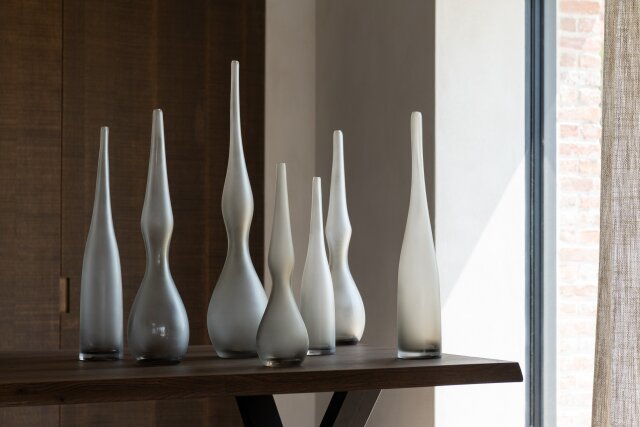 Set Of 3 Vases Yara Curved Flute Glass Greige