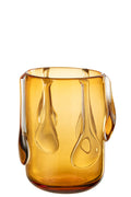 Vase Drippy Glass Amber