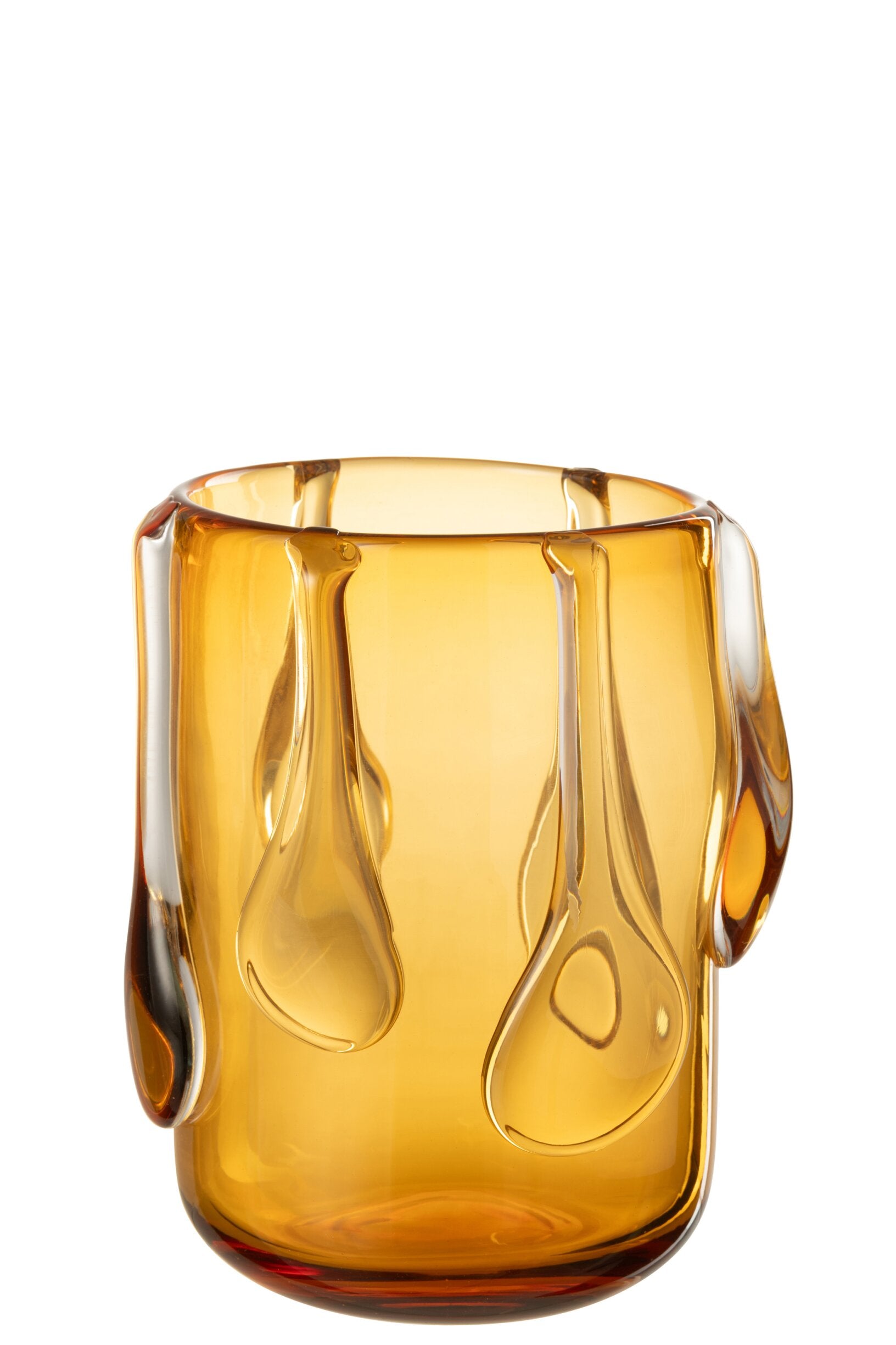 Vase Drippy Glass Amber