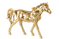 Horse Running Polyresin Gold Colored Large