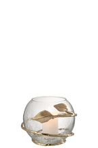 Vase Leaf Glass/Iron Transparent/Gold