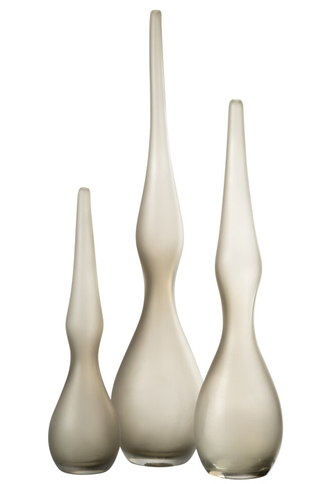 Set Of 3 Vases Yara Curved Flute Glass Greige