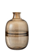 VASE ROUND RIDGE GLASS AMBER S (18x18x29cm)
