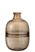 VASE ROUND RIDGE GLASS AMBER S (18x18x29cm)