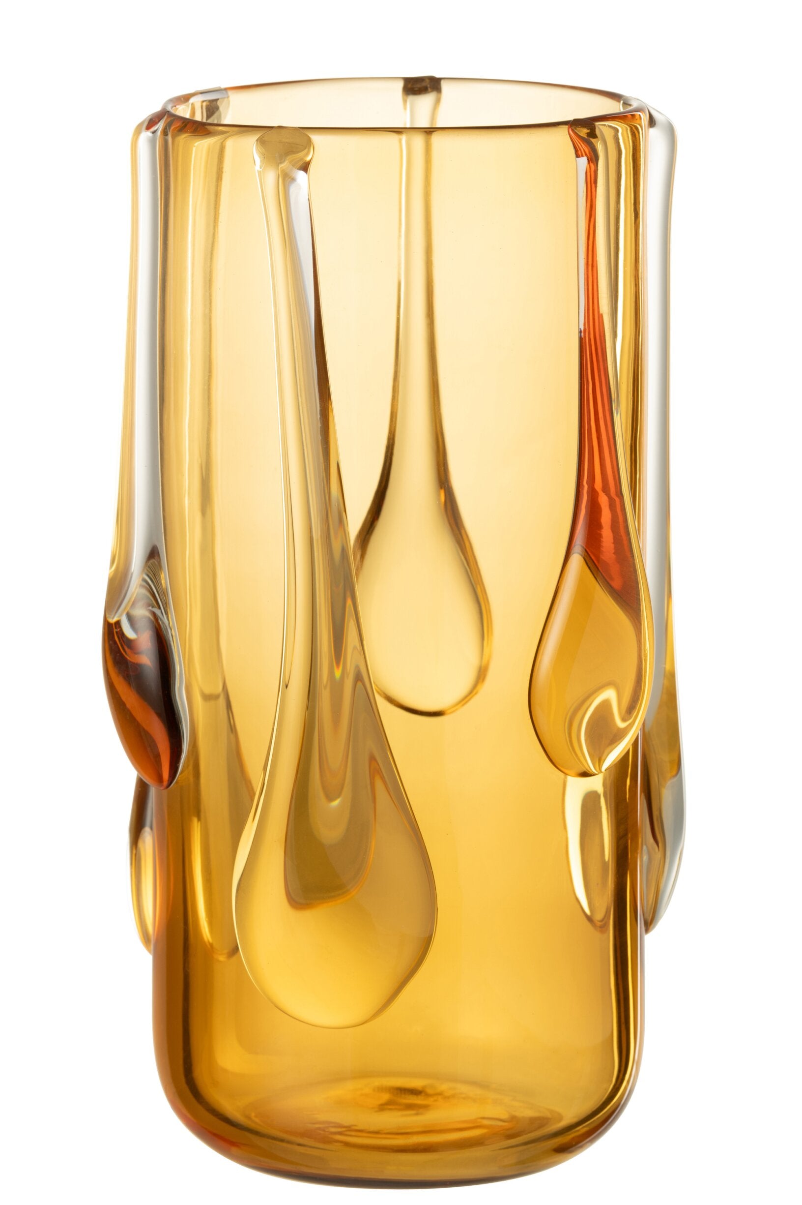 Vase Drippy Glass Amber