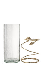 Vase Leaf Glass/Iron Transparent/Gold