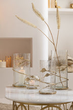 Vase Leaf Glass/Iron Transparent/Gold