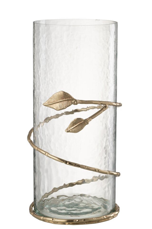 Vase Leaf Glass/Iron Transparent/Gold