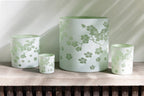 Hurricane Flowers Glass Green